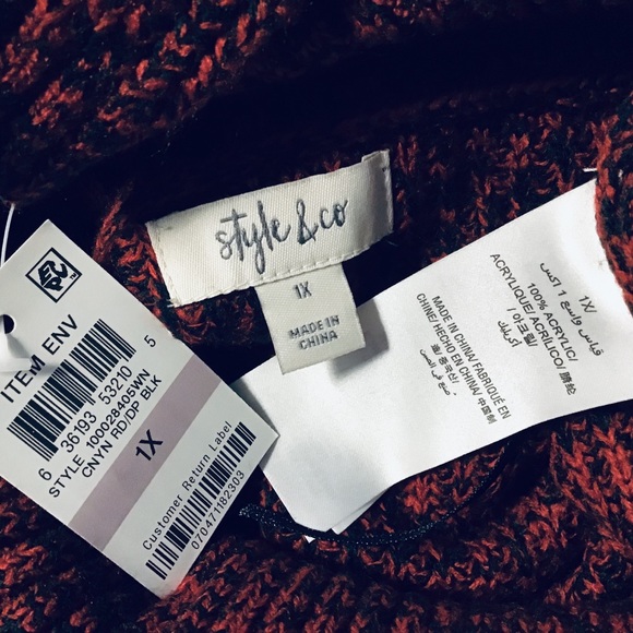 Style & Co Macy's Plus Pocket Envelope Sweater 1X - Picture 4 of 4